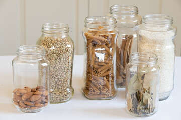 Food stored in glass jars