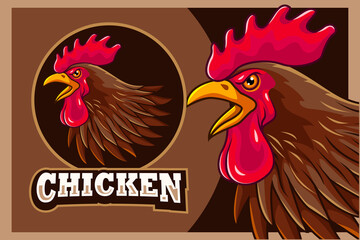 Cartoon chicken head mascot design template
