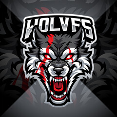 Wolves head esport mascot logo design © Visink.art