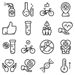 Virus Flat Icon Set Isolated On White Background