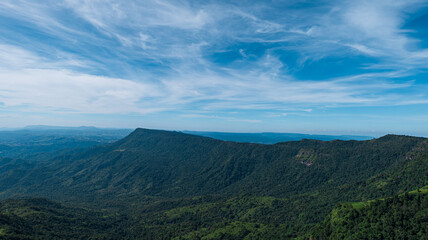 Fototapeta premium Landscape green mountains and beautiful sky clouds under the blue sky. tropical forest of thailand