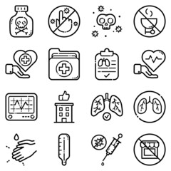 Virus Flat Icon Set Isolated On White Background