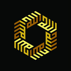 Arabic calligraphy of the name of Allah (God) in hexagon shape.