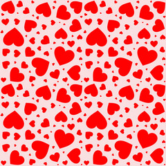 Hearts seamless pattern. Valentines day background. Red and pink colors. Love romantic theme.