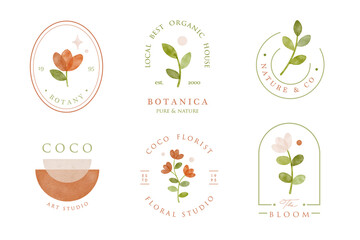 modern shape floral logo design set