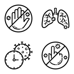 Virus Flat Icon Set Isolated On White Background