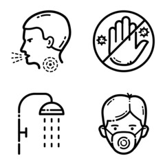 Virus Flat Icon Set Isolated On White Background