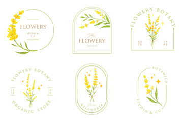 yellow flower logo design set - obrazy, fototapety, plakaty