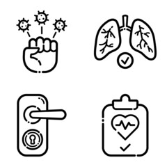 Virus Flat Icon Set Isolated On White Background