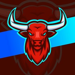 Bull head mascot logo design for esport sport logo design