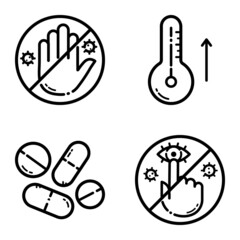 Virus Flat Icon Set Isolated On White Background