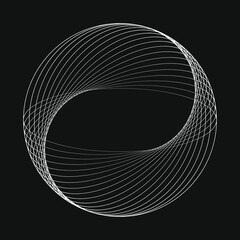 White rounded lines in circle form. Vector illustration. Trendy design element for frame, round technology logo, sign, symbol, web pages, prints, posters, template, pattern and abstract background