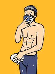 Fototapeta premium cute man cartoon on orange background