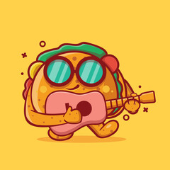 tacos food character mascot playing guitar isolated cartoon in flat style design