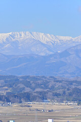 船岡城址公園から雪の蔵王を望む
