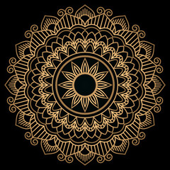 Floral mandala background pattern. ornamental golden design