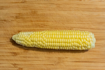 Close up shot of a raw corn