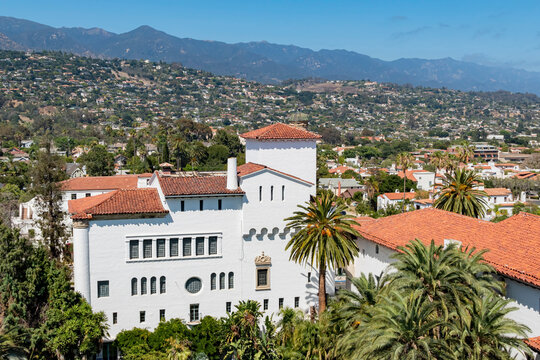Beautiful high angle view from Santa Barbara County Courthouse
