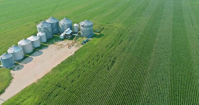 Modern granary a elevator terminal on agro processing drying cleaning and storage of agricultural products grain