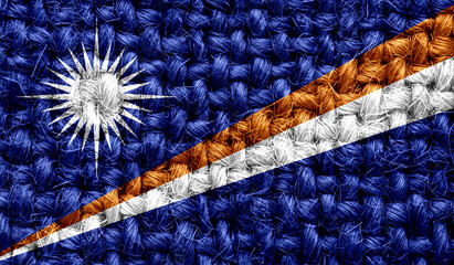 Marshall Islands flag on fabric texture. 3D image