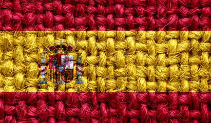 Spain flag on fabric texture. 3D image