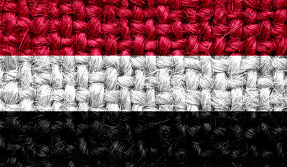 Yemen flag on fabric texture. 3D image