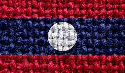 Fotobehang Laos flag on fabric texture. 3D image © Майя Руднева