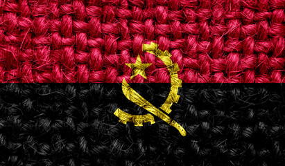 Angola flag on fabric texture. 3D image