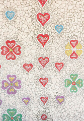 Abstract, heart pattern ceramic tile for use background