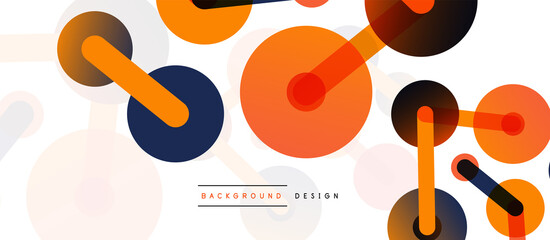 Line points connections geometric abstract background. Circles connected by lines. Trendy techno business template for wallpaper, banner, background or landing