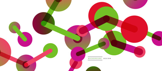 Line points connections geometric abstract background. Circles connected by lines. Trendy techno business template for wallpaper, banner, background or landing