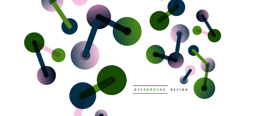 Abstract background. Round dots connected by lines. Trendy techno business template for wallpaper, banner, background or landing