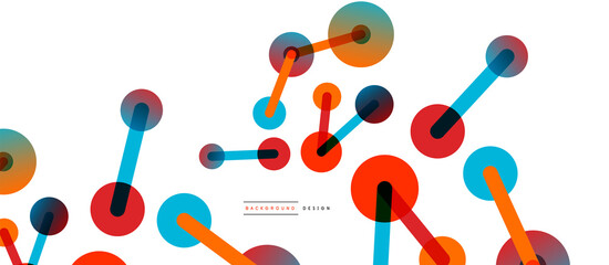 Line points connections geometric abstract background. Circles connected by lines. Trendy techno business template for wallpaper, banner, background or landing