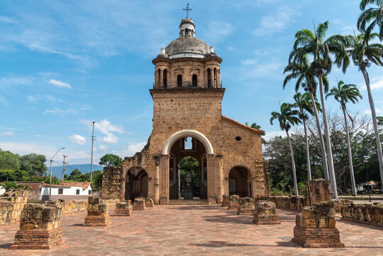Ruin of a historic temple destroyed by an earthquake in the 19th century in the city of Cucuta. North of Santander. Colombia.