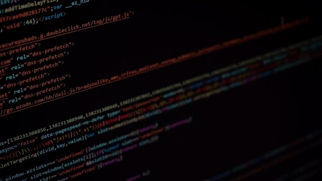 Code of software developer from the it industry showing network and cloud storage information