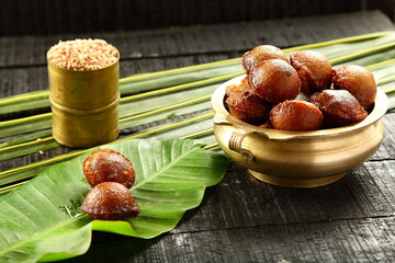 Unniyappam, unniappam, a delicious vegetarian sweet snack from Kerala cuisine.