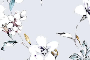 abstract floral rose peony bouquet illustration