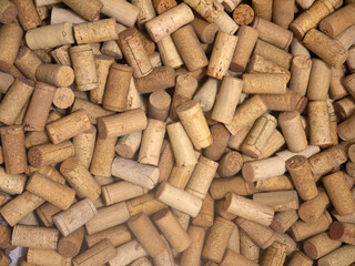 A lot of Wine corks full frame natural background close up