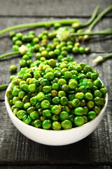 Salted ,Baked green peas with exotic spices , vegan appetizer.