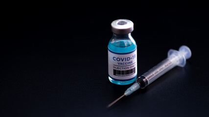 vaccine, vaccine against covid 19, syringe, black background