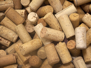 A lot of Wine corks full frame natural background close up