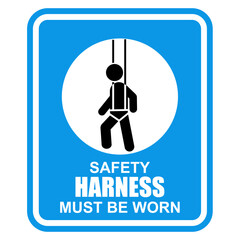 SAFETY HARNESS MUST BE WORN, STICKER VECTOR