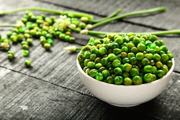 Salted ,Baked green peas with exotic spices , vegan appetizer.