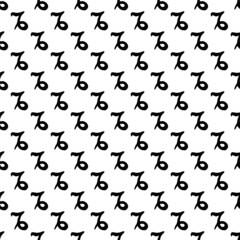 Capricorn hand-drawn astrological symbols seamless pattern vector. Funny black zodiac signs on white regular pattern vector