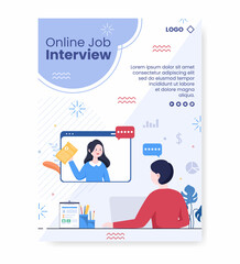 Job Interview Meeting and Candidate of Employment or Hiring Poster Template Flat Illustration Editable of Square Background for Social Media