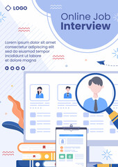 Job Interview Meeting and Candidate of Employment or Hiring Flyer Template Flat Illustration Editable of Square Background for Social Media