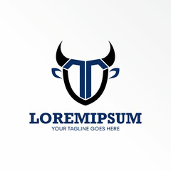 Obraz premium Letter or word T font like Buffalo head image graphic icon logo design abstract concept vector stock. Can be used as a symbol related to initial or animal.