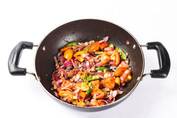 frying pan with vegetables