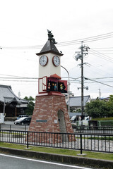 Iida, Nagano, Japan, 2021-07-09 , puppets playing music at every hour in the city center of Iida...
