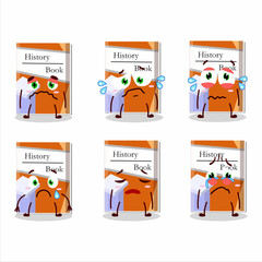 History books cartoon character with sad expression